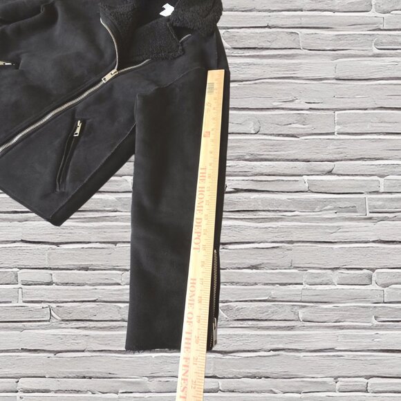 H&M Faux Suede Biker Jacket with Faux Shearling Lining - Size 2 - Picture 5 of 7